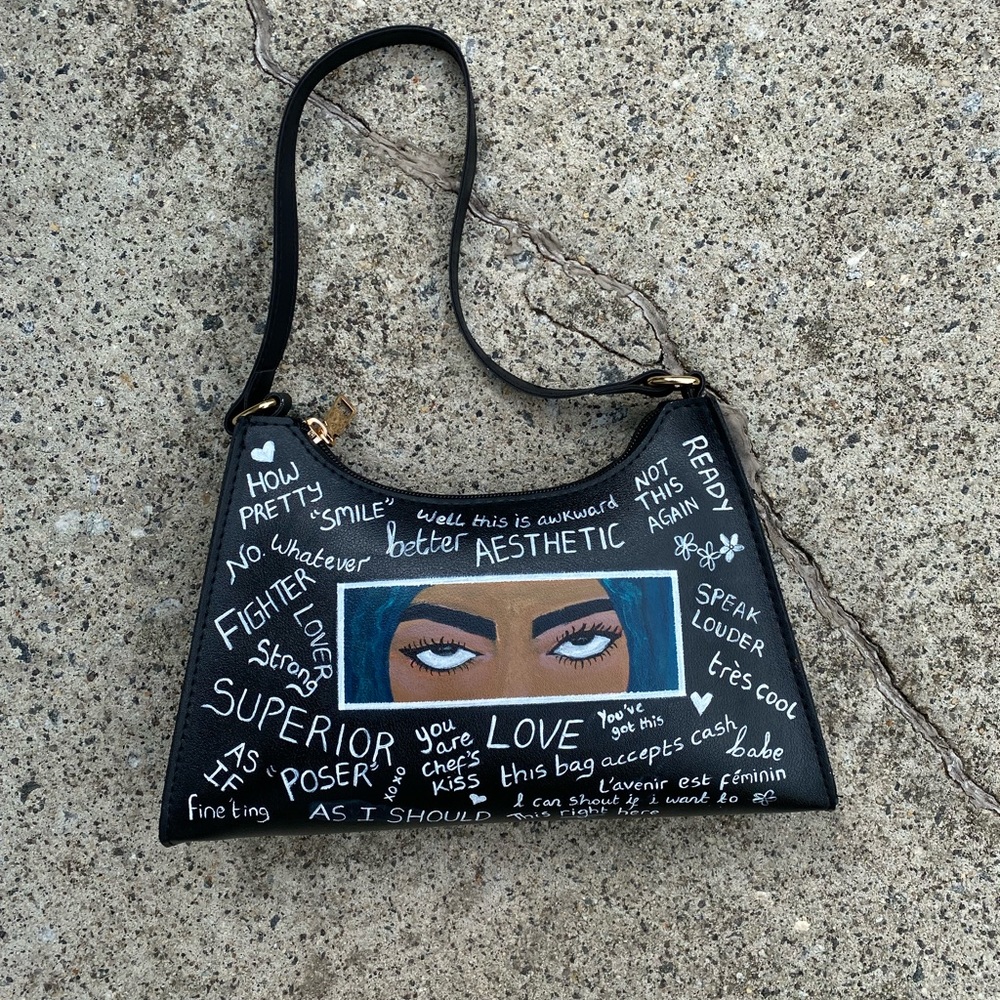 OOAK edgy faux leather shoulder bag